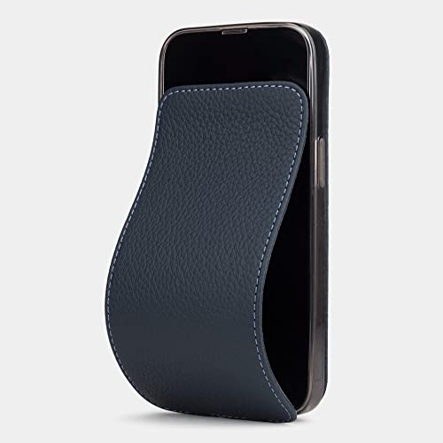 marcel robert - Hochwertige Ledertasche für iPhone 14 Pro - Faltbare & magnetische Klappe - handbearbeitet in Frankreich - BLAU von marcel robert