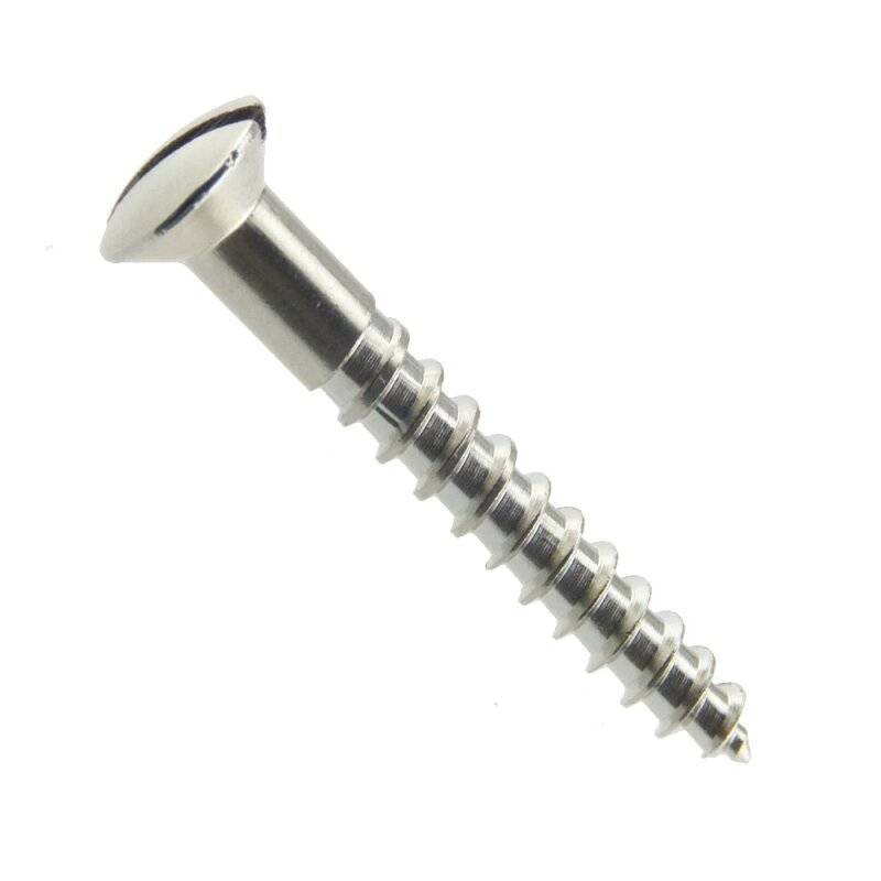 Linsensenk-Holzschraube mit Schlitz DIN 95 Messing vernickelt 5 x 35 - 200 Stück von Nineka Handels GmbH