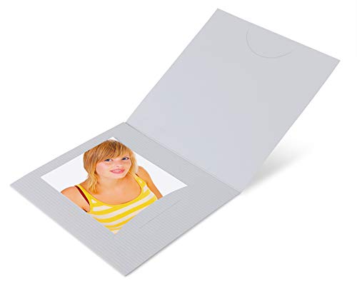 Marthiesens® 100 Stück Bildmappen mit zwei Einsteckschlitzen für Bilder im Format 3,5 x 4,5 cm oder 8 x 11 cm mit DVD-Fach (ohne Passepartout) Hellgrau von marthiesens