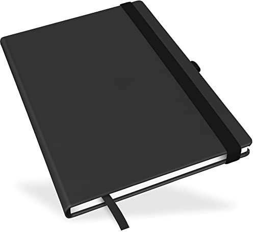marthiesens Notizbuch Black Large mit Stiftschlaufe und Gummiband - Namensprägung möglich von marthiesens