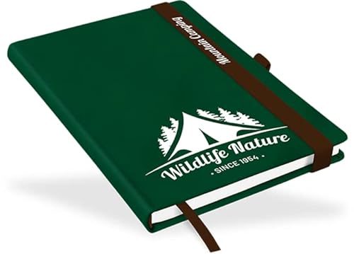 marthiesens Personalisiertes Handmade Notizbuch DIN A5 Forest Green mit Stiftschlaufe, Lesezeichenband u. Gummiband, individuell mit Transferfolie online gestaltbar von marthiesens