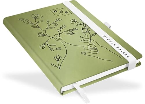 marthiesens Personalisiertes Notizbuch DIN A5 Pistachio grün mit Stiftschlaufe, Lesezeichenband u. Gummiband, individuell gestaltbar, Handmade von marthiesens