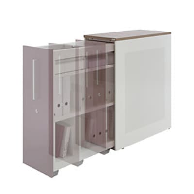 Hochauszugschrank, Thekenelement links stehend, H 1025 mm, reinweiß / rubinrot Hochauszugschrank, Thekenelement links stehend, H 1025 mm, reinweiß / rubinrot von mauser