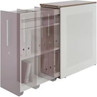 Hochauszugschrank, Thekenelement links stehend, H 1025 mm, reinweiß / rubinrot Hochauszugschrank, Thekenelement links stehend, H 1025 mm, reinweiß / rubinrot von mauser
