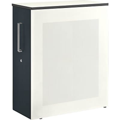 Hochauszugschrank, Thekenelement links stehend, H 1250mm, reinweiß/anthrazitgrau Hochauszugschrank, Thekenelement links stehend, H 1250mm, reinweiß/anthrazitgrau von mauser