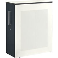 Hochauszugschrank, Thekenelement links stehend, H 1250mm, reinweiß/anthrazitgrau Hochauszugschrank, Thekenelement links stehend, H 1250mm, reinweiß/anthrazitgrau von mauser
