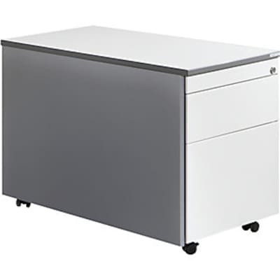 Rollcontainer mit 1 Schublade und 1 Hängeregistraturschub, weißalu / reinweiß Rollcontainer mit 1 Schublade und 1 Hängeregistraturschub, weißalu / reinweiß von mauser