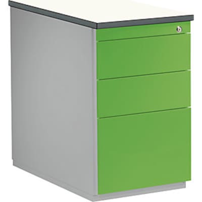 Schubladencontainer, 720x800, 2 Materialschübe, 1 Hängereg., alu/gelbgrün/weiß von mauser