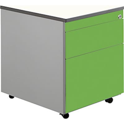 Schubladencontainer, Rollen, 579x600, 1 Materials.,1 Hängereg, alu/gelbgrün/weiß Schubladencontainer, Rollen, 579x600, 1 Materials.,1 Hängereg, alu/gelbgrün/weiß von mauser