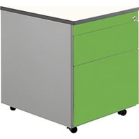 Schubladencontainer, Rollen, 579x600, 1 Materials.,1 Hängereg, alu/gelbgrün/weiß von mauser