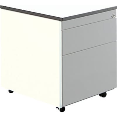 Schubladencontainer, Rollen, 579x600, 1 Materialschub, 1 Hängereg, weiß/alu/weiß Schubladencontainer, Rollen, 579x600, 1 Materialschub, 1 Hängereg, weiß/alu/weiß von mauser