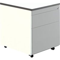 Schubladencontainer, Rollen, 579x600, 1 Materialschub, 1 Hängereg, weiß/alu/weiß von mauser