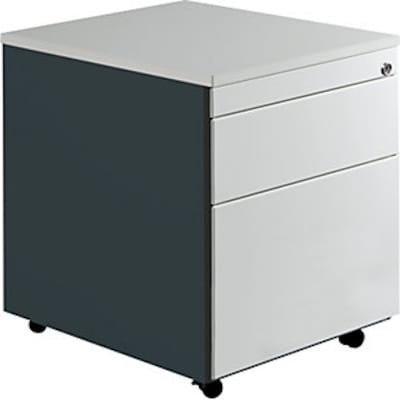 Schubladencontainer, Rollen, 579x600, 1 Schub, 1 Hängereg., anthr./lichtgrau von mauser