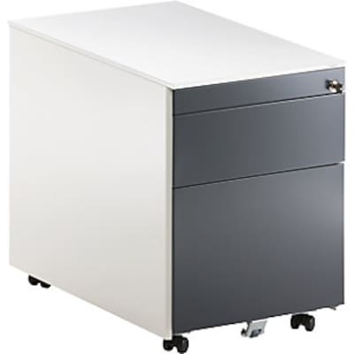Schubladencontainer m.Rollen, 570x600, 1 Materials., 1 Hängereg., weiß/anthrazit von mauser