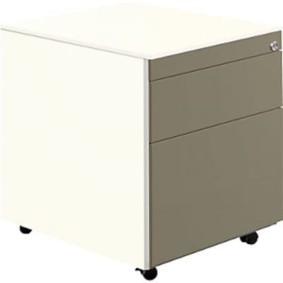 Schubladencontainer m.Rollen, 570x600, 1 Materialschub, 1 Hängereg., weiß/grau von mauser