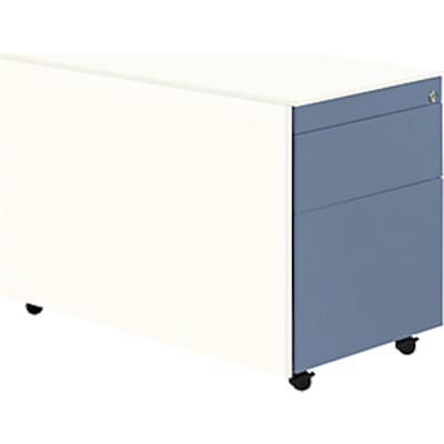Schubladencontainer mit Rollen, 570x800, 1 Materials., 1 Hängereg., weiß/blau von mauser