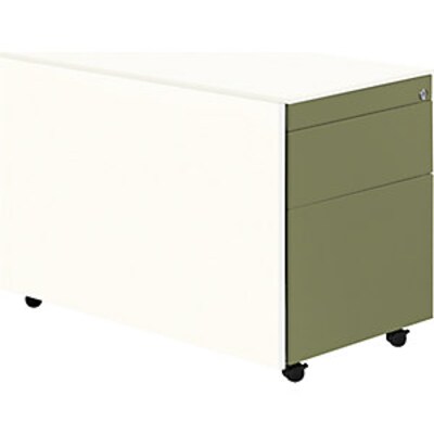 Schubladencontainer mit Rollen, 570x800, 1 Materials., 1 Hängereg., weiß/grün von mauser