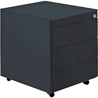 Schubladenrollcontainer, HxT 570x600 mm, Stahlplatte, 3 Schubl., graphitschwarz Schubladenrollcontainer, HxT 570x600 mm, Stahlplatte, 3 Schubl., graphitschwarz von mauser
