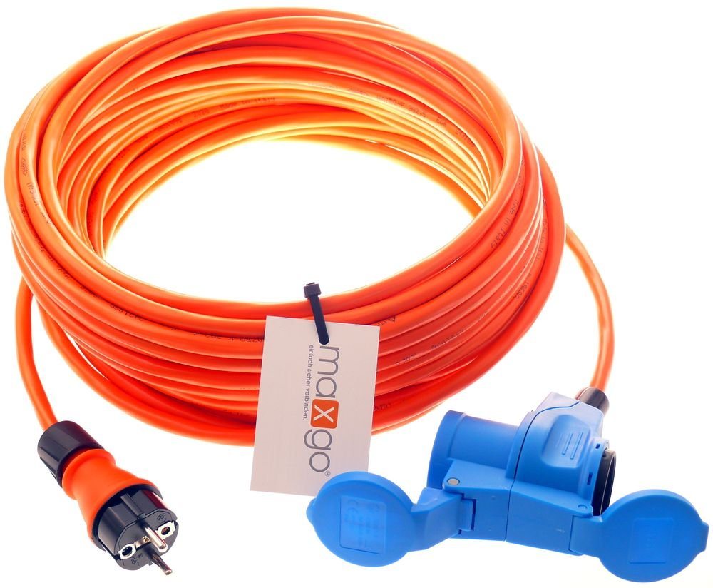 maxgo® CEE-Adapterleitung Winkelkupplung + Schutzkontakt H07BQ-F 3G2,540m Elektro-Kabel, (4000 cm) von maxgo®