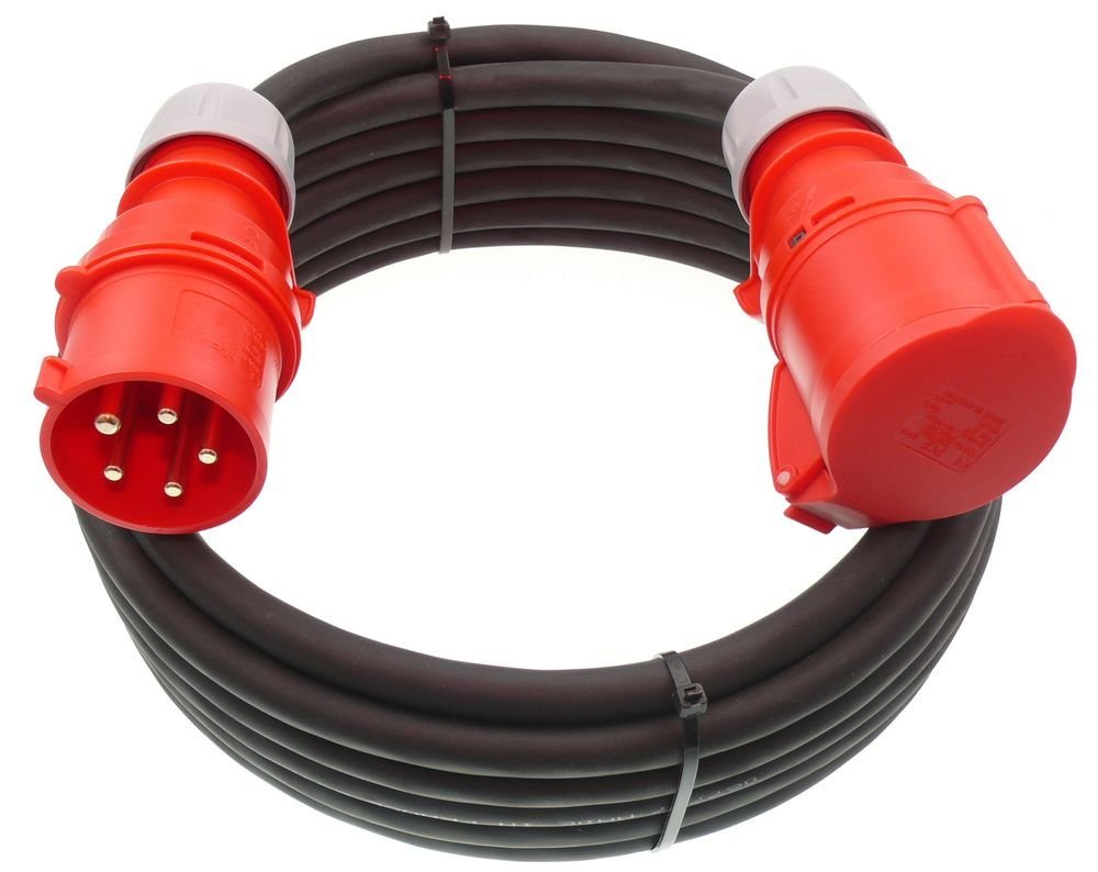 maxgo® CEE Starkstrom Verlängerung 32A 5G4 5x4 H07RN-F 10m Elektro-Kabel, (1000 cm) von maxgo®