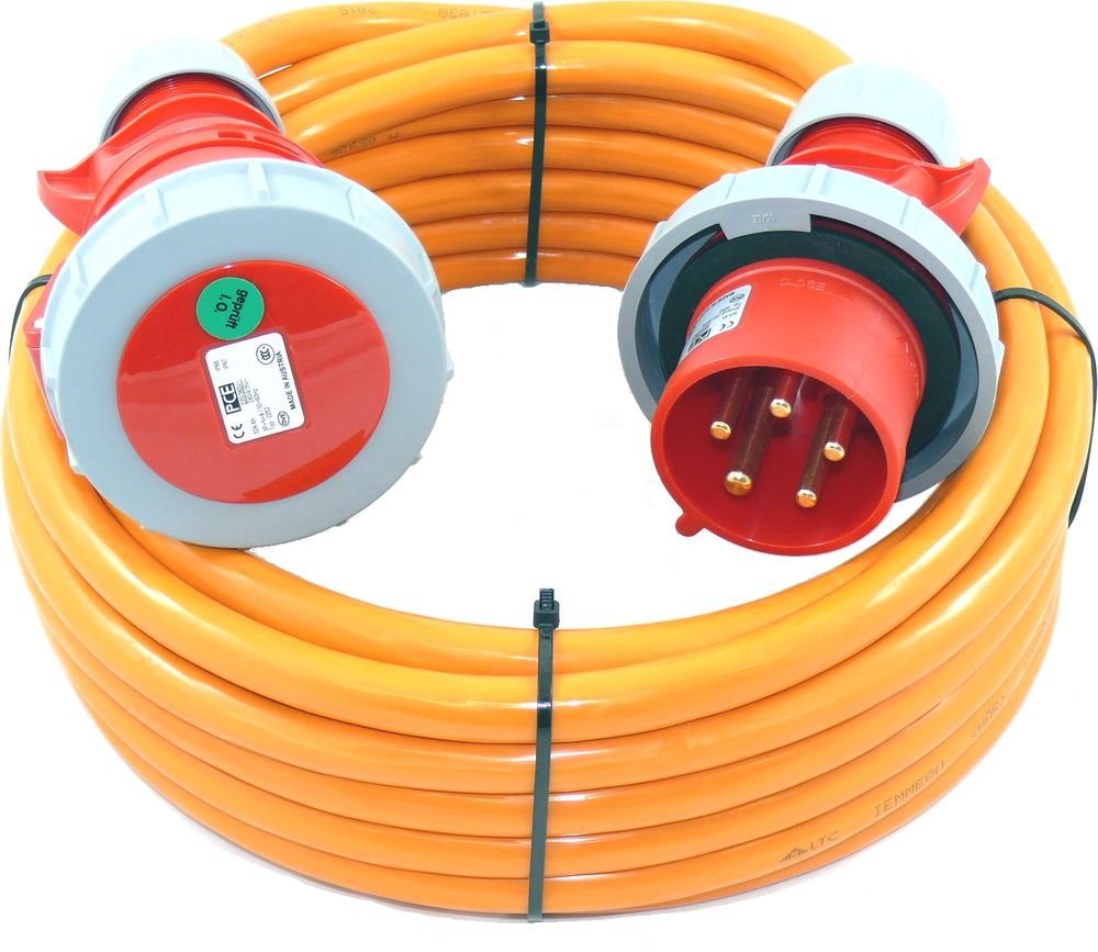 maxgo® CEE Verlängerungskabel mit PW wasserdicht H07BQ 5G6 5x6 32A IP67 10m Elektro-Kabel, (1000 cm), 5G6/ 10m von maxgo®