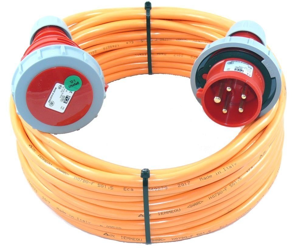 maxgo® CEE Verlängerungskabel wasserdicht PUR H07BQ-F 5G1,5 5x1,5 16A IP67 Elektro-Kabel, (3500 cm), 5G1.5/ 5m von maxgo®