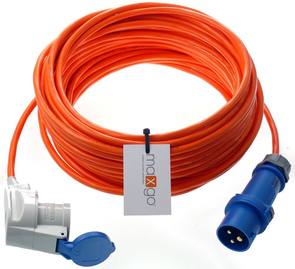 maxgo® CEE-Verlängerungsleitung Stecker-CEE-Winkelkupplung H07BQ-F 3G1,5 40m Elektro-Kabel, (4000 cm) von maxgo®