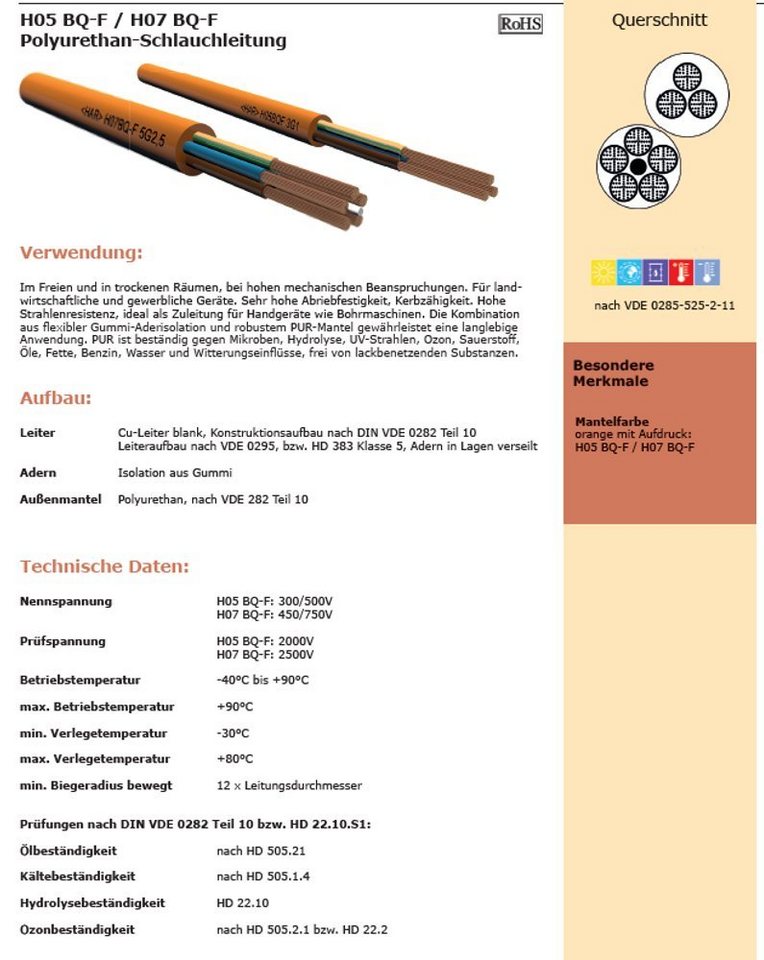 maxgo® PUR-Leitung H07BQ-F Orange 5G2,5 (5x2,5 mm) 40m Elektro-Kabel, (4000 cm) von maxgo®