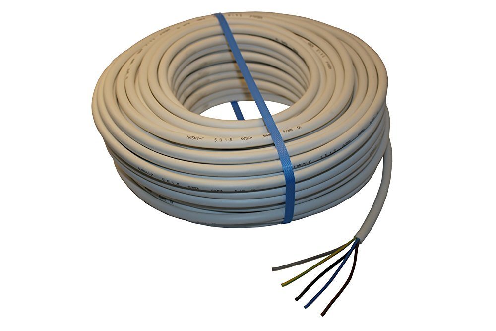 maxgo® PVC Schlauchleitung H05VV-F 5G1,5 5x1,5 Weiß 40m Elektro-Kabel, (4000 cm) von maxgo®