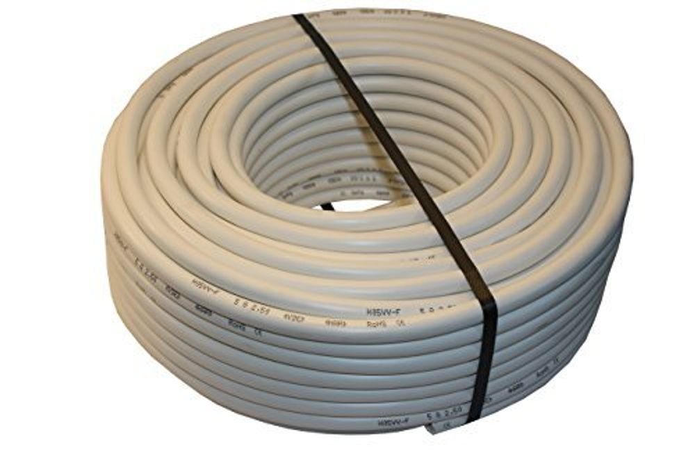 maxgo® PVC Schlauchleitung H05VV-F 5G2,5 5x2,5 Weiß 40m Elektro-Kabel, (4000 cm) von maxgo®