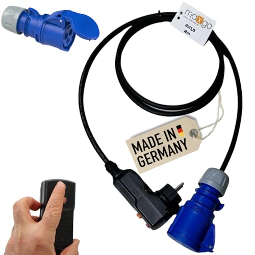 maxgo CEE Verlängerungsadapter Schutzschalter H07RN-F 3G1,5mm² Personenschutzstecker FI Schutzsteck für Außenbereich Anti-Leckagen und Elektro-Schock 2m (FI Schutzstecker auf CEE-Kupplung) maxgo CEE Verlängerungsadapter Schutzschalter H07RN-F 3G1,5mm² Personenschutzstecker FI Schutzsteck für Außenbereich Anti-Leckagen und Elektro-Schock 2m (FI Schutzstecker auf CEE-Kupplung) von maxgo