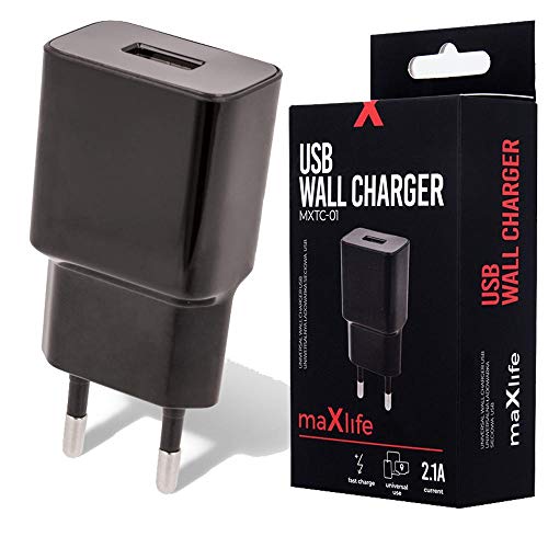 Maxlife USB A Ladegerät MXTC-01 2.1A Schwarz – Kompaktes und Sicheres Netzteil USB A für Smartphones - Schnellladestecker USB - Handy Ladegeräte - USB Ladegerät Schnellladen - Robust und Zuverlässig von maxlife