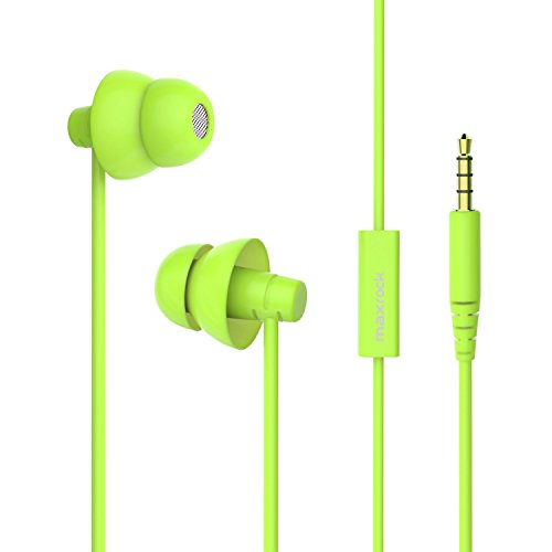 MAXROCK (TM Total weiche Silikon-Kopfhörer mit Mikrofon, für Handys, Tablets und 3,5-mm-Klinkenstecker), Grün von maxrock