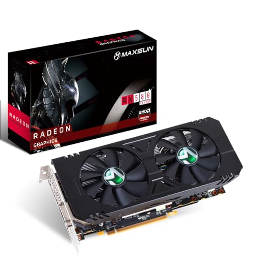 maxsun AMD Radeon RX 580 8GB 2048SP GDDR5 Computer Video Grafikkarte GPU für PC Gaming 256-Bit DirectX 12 DVI, HDMI, DisplayPort Multi-Monitore erweitern (schwarz) von maxsun