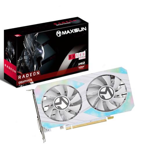 maxsun AMD Radeon RX 580 Grafikkarte (8 GB, 2048SP, GDDR5, für PC-Gaming, 256-Bit, DirectX 12, DVI, HDMI, DisplayPort) von maxsun