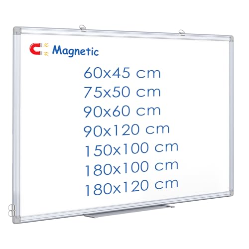 maxtek Whiteboard 50 x 75 cm, magnetisches Whiteboard für die Wand, Aluminiumrahmen, leichtes Whiteboard mit Stiftablage, trocken abwischbare Tafel für Zuhause, Büro, Schule von maxtek