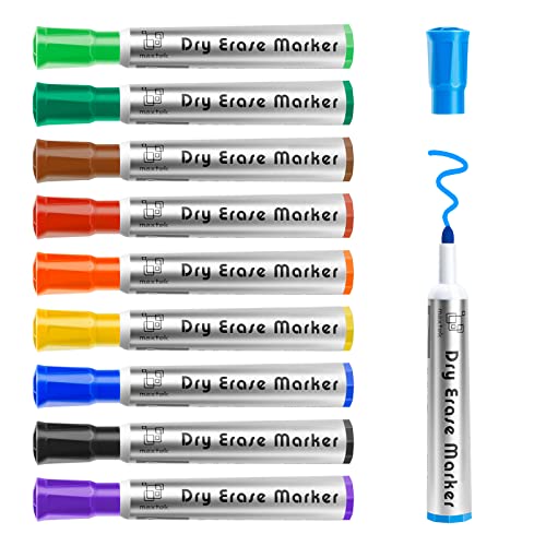 maxtek Whiteboard Marker, Whiteboard Stifte Abwischbar, Rundspitze, ca. 2mm Linienbreite, trocken und rückstandsfrei abwischbar von Whiteboards, hohe Qualität, Set mit 10 Farben von maxtek