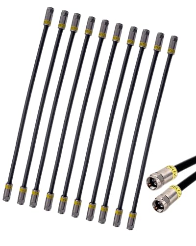 maxx.onLine 10 STK. 30cm F-Stecker Verbindungskabel 3fach geschirmt Class A+ Koaxialkabel, Jumperkabel, Patchkabel, schwarz, UV beständig, FM-CXJ6A+-FM/TD/B/0.3m von maxx.onLine