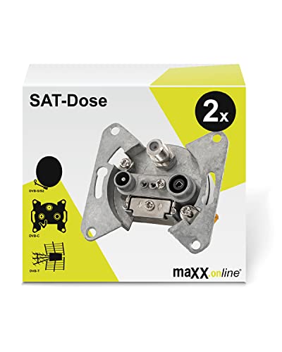 maxx.onLine 2 STK. 3loch SAT-Dose 0,5–2400 MHz, unicable tauglich, Enddose, Antennendose, Aufputz & Unterputz, DC Pass, Class A, DVB-C, DVB-S/S2, DVB-T/T2 von maxx.onLine