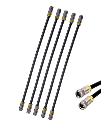 maxx.onLine 5 STK. 30cm F-Stecker Verbindungskabel 3fach geschirmt Class A+ Koaxialkabel, Jumperkabel, Patchkabel, schwarz, UV beständig, FM-CXJ6A+-FM/TD/B/0.3m von maxx.onLine