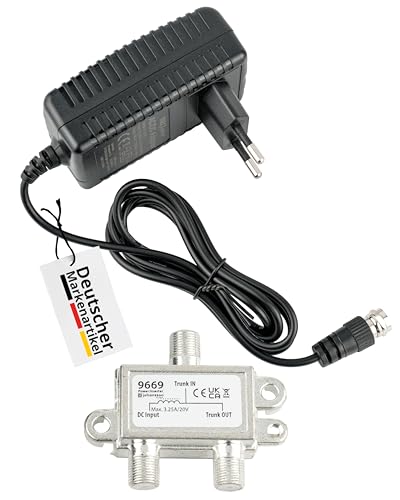 maxx.onLine Netzteil 18V 1A mit F-Stecker & Power Inserter, Universalnetzteil DC für Sat- & unicable Multischalter Aller Art, LNB Stromversorgung von maxx.onLine