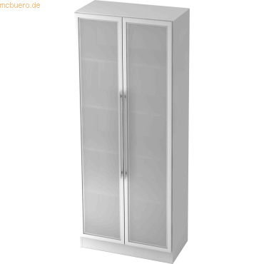 mcbuero.de Glastürenschrank Solid 5OH BxTxH 80x42x200,4cm Griff RE Wei von mcbuero.de