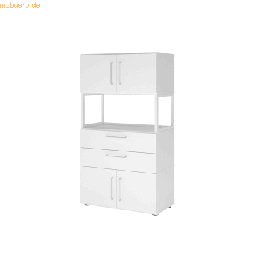 mcbuero.de Kombischrank FlexWall 4OH 1offen weiß/weiß von mcbuero.de