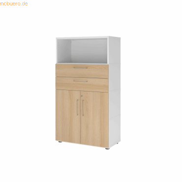 mcbuero.de Kombischrank FlexWall 4OH weiß/eiche von mcbuero.de