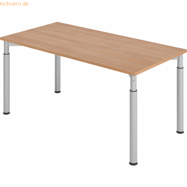 mcbuero.de Schreibtisch 160x80cm Nussbaum/Silber mcbuero.de Schreibtisch 160x80cm Nussbaum/Silber von mcbuero.de