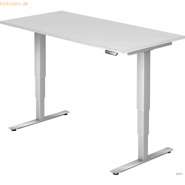 mcbuero.de Schreibtisch 160x80x62-127cm weiß/silber elektrisch höhenve von mcbuero.de