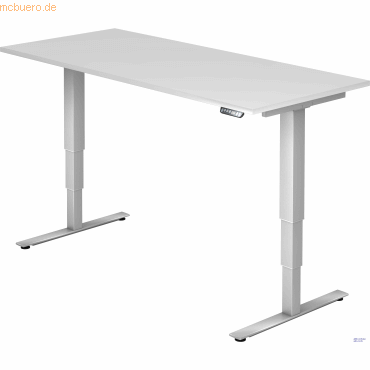 mcbuero.de Schreibtisch 180x80x62-127cm weiß/silber elektrisch höhenve von mcbuero.de