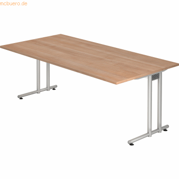 mcbuero.de Schreibtisch 200x100cm Nussbaum/Silber von mcbuero.de