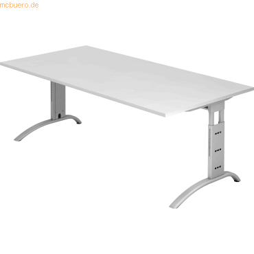 mcbuero.de Schreibtisch 200x100cm höhenverstellbar bis 85cm Weiß von mcbuero.de