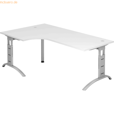 mcbuero.de Schreibtisch 200x120cm höhenvestellbar bis 85cm 90 Grad Wei von mcbuero.de